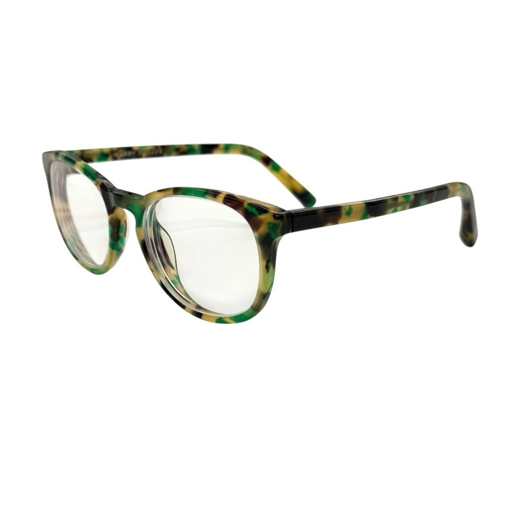 Warby Parker round, full-rim prescription eyeglasses green/brown tortoiseshell
